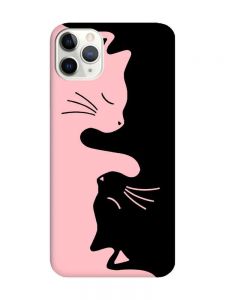 Матовий рожевий чохол на iPhone 11 Pro Max (6.5) Котики (принт 118)