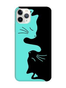 Матовий бірюзовий чохол на iPhone 11 Pro Max (6.5) Котики (принт 118)