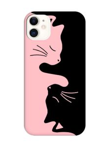 Матовий рожевий чохол на Apple iPhone 11 (6.1) Котики (принт 118)