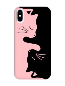 Матовий рожевий чохол на iPhone X / Xs Котики (принт 118)