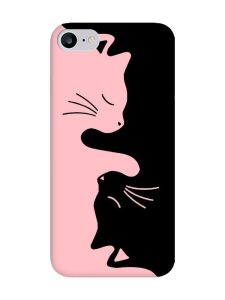 Матовий рожевий чохол на iPhone 7 / 8 Котики (принт 118)