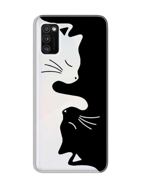 Прозорий чохол на Samsung Galaxy A41 Котики (принт 118)