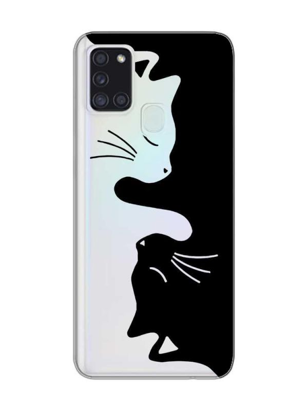 Прозорий чохол на Samsung Galaxy A21s Котики (принт 118)