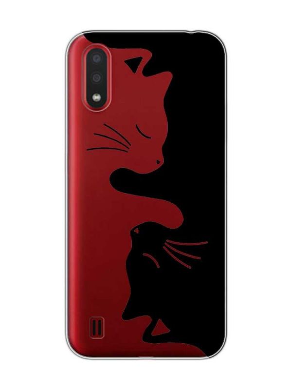 Прозорий чохол на Samsung Galaxy A01 Котики (принт 118)