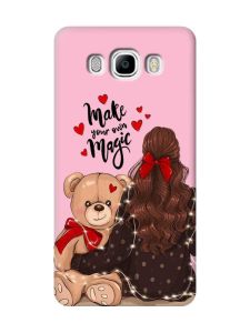 Матовий рожевий чохол на Samsung Galaxy J7(2016) J710 Дівчина з ведмедиком (принт 188)