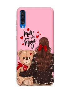 Матовий рожевий чохол на Samsung Galaxy A50 (2019) A505 Дівчина з ведмедиком (принт 188)