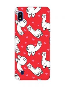 Матовий червоний чохол на Samsung Galaxy A10 (2019) A105 Лами (принт 95)
