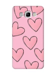 Матовий рожевий чохол на Samsung Galaxy J7(2016) J710 Сердечка рожеві (принт 78)