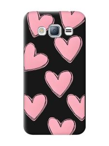 Матовий чорний чохол на Samsung Galaxy J3 / J310 Сердечка рожеві (принт 78)