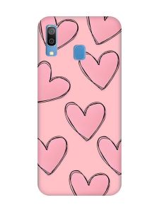 Матовий рожевий чохол на Samsung Galaxy A30 (2019) / A20 (2019) Сердечка рожеві (принт 78)