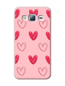 Матовий рожевий чохол на Samsung Galaxy J3 / J310 Сердечка червоні (принт 77)
