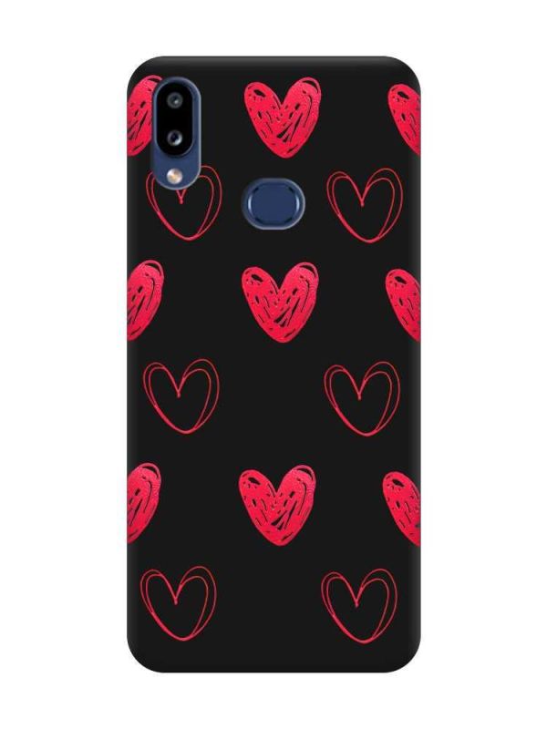 Матовий чорний чохол на Samsung Galaxy A10ѕ A107 Сердечка червоні (принт 77)