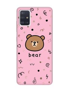 Матовий рожевий чохол на Samsung Galaxy A51 Ведмедик (принт 76)