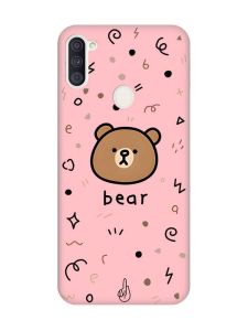 Матовий рожевий чохол на Samsung Galaxy A11 Ведмедик (принт 76)