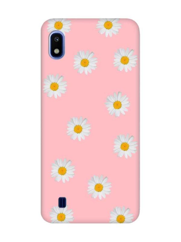 Матовий рожевий чохол на Samsung Galaxy A10 (2019) A105 Фон ромашки (принт 41)