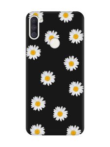 Матовий чорний чохол на Samsung Galaxy A11 Фон ромашки (принт 41)