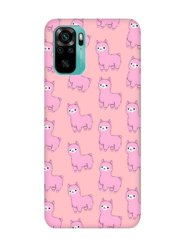 Матовий рожевий чохол на Xiaomi Redmi Note 10 / Note 10s Лами рожеві (принт 101)