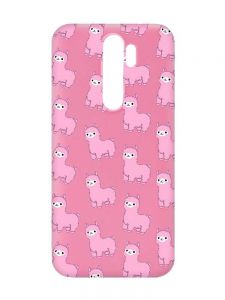 Матовий рожевий чохол на Xiaomi Redmi Note 8 Pro Лами рожеві (принт 101)