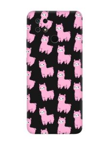 Матовий чорний чохол на Xiaomi Redmi 10C Лами рожеві (принт 101)