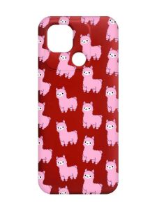 Матовий червоний чохол на Xiaomi Redmi 10C Лами рожеві (принт 101)