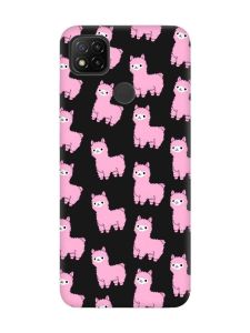 Матовий чорний чохол на Xiaomi Redmi 9C / 10A Лами рожеві (принт 101)