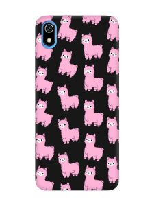 Матовий чорний чохол на Xiaomi Redmi 7A Лами рожеві (принт 101)