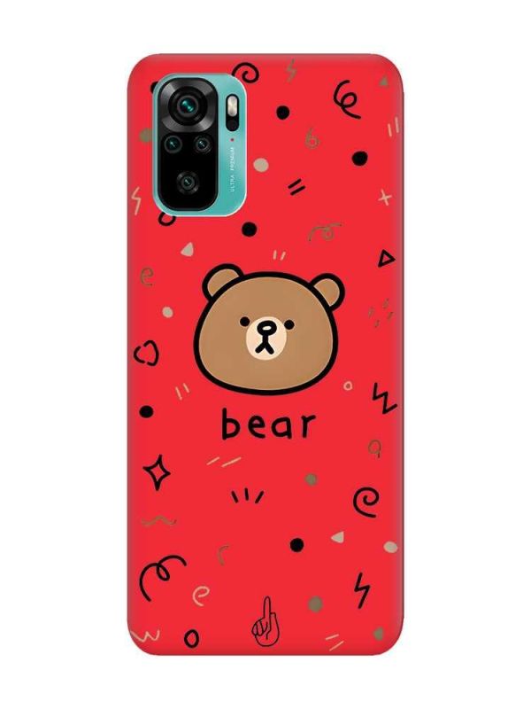 Матовий червоний чохол на Xiaomi Redmi Note 10 / Note 10s Ведмедик (принт 76)
