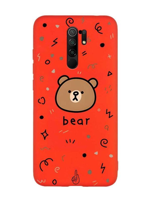 Матовий червоний чохол на Xiaomi Redmi Note 8 Pro Ведмедик (принт 76)