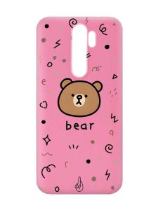 Матовий рожевий чохол на Xiaomi Redmi Note 8 Pro Ведмедик (принт 76)