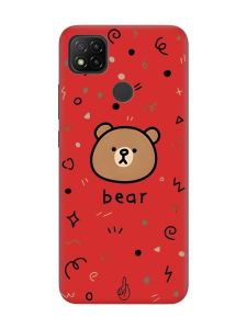 Матовий червоний чохол на Xiaomi Redmi 9C / 10A Ведмедик (принт 76)