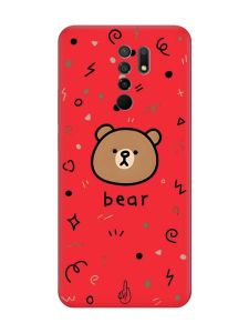 Матовий червоний чохол на Xiaomi Redmi 9 Ведмедик (принт 76)
