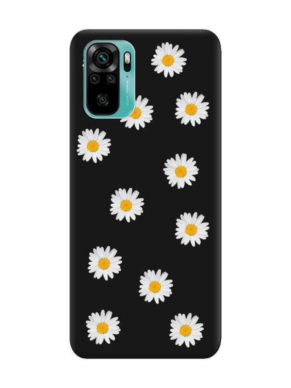 Матовий чорний чохол на Xiaomi Redmi Note 10 / Note 10s Фон ромашки (принт 41)