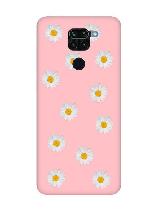 Матовий рожевий чохол на Xiaomi Redmi Note 9 Фон ромашки (принт 41)