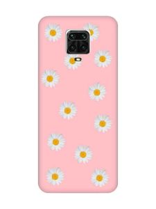 Матовий рожевий чохол на Xiaomi Redmi Note 9 Pro / 9S / 9 Pro Max Фон ромашки (принт 41)