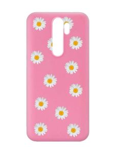 Матовий рожевий чохол на Xiaomi Redmi Note 8 Pro Фон ромашки (принт 41)