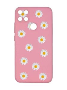 Матовий рожевий чохол на Xiaomi Redmi 10C Фон ромашки (принт 41)
