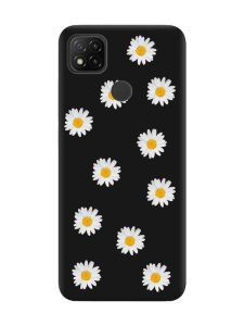 Матовий чорний чохол на Xiaomi Redmi 9C / 10A Фон ромашки (принт 41)