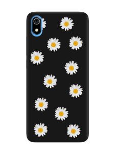 Матовий чорний чохол на Xiaomi Redmi 7A Фон ромашки (принт 41)