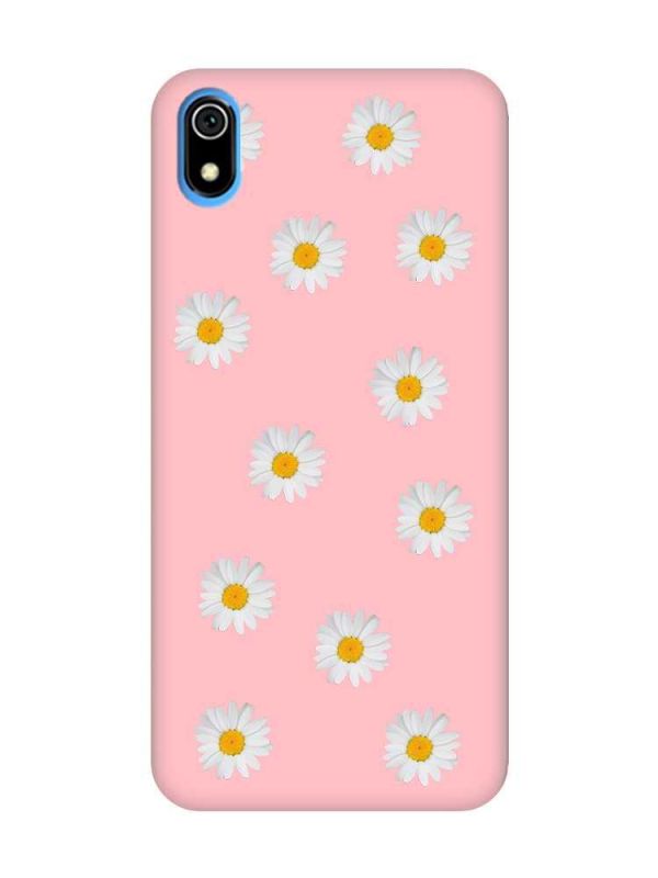 Матовий рожевий чохол на Xiaomi Redmi 7A Фон ромашки (принт 41)
