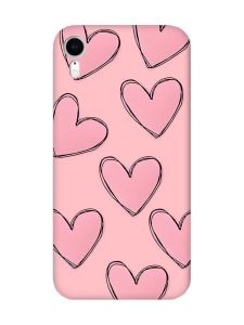 Матовий рожевий чохол на Apple iPhone XR Сердечка рожеві (принт 78)