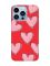 Матовий червоний чохол на Apple iPhone 13 Pro Max Сердечка рожеві (принт 78)