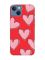 Матовий червоний чохол на Apple iPhone 13 Сердечка рожеві (принт 78)