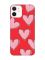 Матовий червоний чохол на Apple iPhone 12 / 12 Pro (6.1) Сердечка рожеві (принт 78)