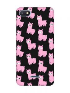 Матовий чорний чохол на Xiaomi Redmi 6A Лами рожеві (принт 101)