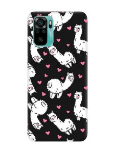 Матовий чорний чохол на Xiaomi Redmi Note 10 / Note 10s Лами (принт 95)