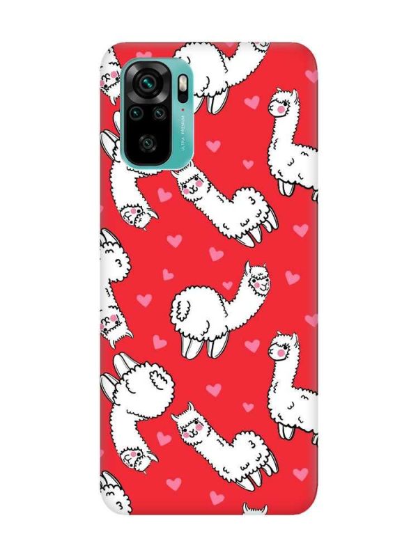 Матовий червоний чохол на Xiaomi Redmi Note 10 / Note 10s Лами (принт 95)
