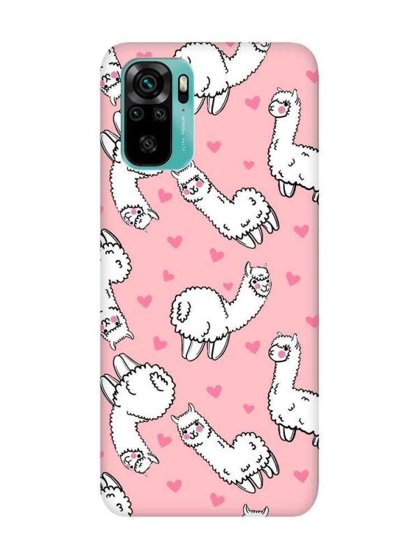 Матовий рожевий чохол на Xiaomi Redmi Note 10 / Note 10s Лами (принт 95)
