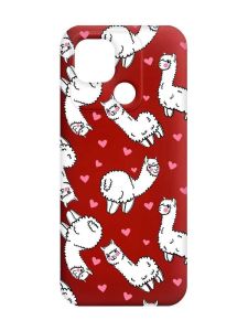 Матовий червоний чохол на Xiaomi Redmi 10C Лами (принт 95)