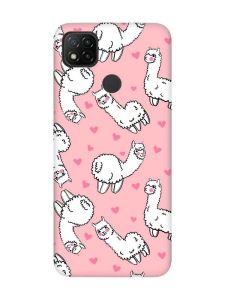 Матовий рожевий чохол на Xiaomi Redmi 9C / 10A Лами (принт 95)