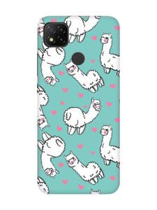 Матовий бірюзовий чохол на Xiaomi Redmi 9C / 10A Лами (принт 95)